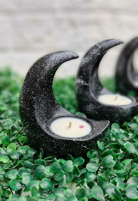 Velitas en porta velas luna