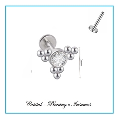 Labret rosca interna con strass y 3 piramides de filigrana - comprar online