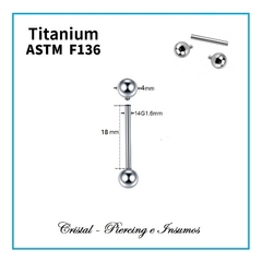 Barbell en Titanio grado implante ASTM-F136 - Cristal