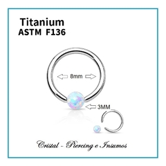 Imagen de BCR con bola de opalo en Titanio Grado Implante ASTM-F136