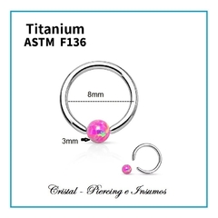 BCR con bola de opalo en Titanio Grado Implante ASTM-F136