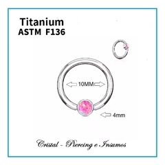 BCR con top de opalo en Titanio Grado Implante ASTM-F136