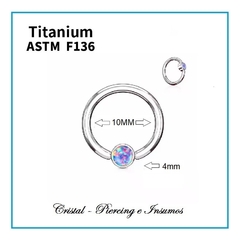 BCR con top de opalo en Titanio Grado Implante ASTM-F136 en internet