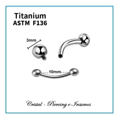 Barbell curvo (banana - microbanana) de titanio ASTM-F136 - Cristal