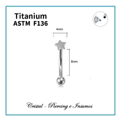 Barbell curvo con formas en Titanio Grado Implante ASTM-F136 - Cristal