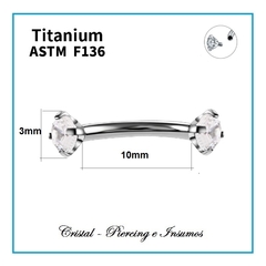 Barbell curvo con cristal engarzado (banana - microbanana) en Titanio Grado Implante ASTM-F136 en internet