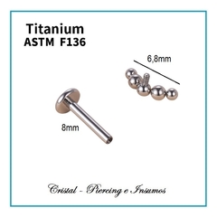 Labret Cluster 5 y 7 esferas en Titanio Grado Implante ASTM-F136 - Cristal