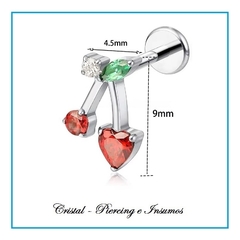 Labret roscas interna con flor y rama de cerezas - Cristal