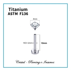 Labret con cristal engarzado prong-set en Titanio Grado Implante ASTM-F136 - Cristal