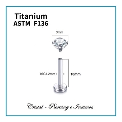 Labret con cristal engarzado prong-set en Titanio Grado Implante ASTM-F136 - tienda online