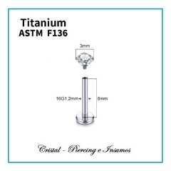 Labret con cristal engarzado prong-set en Titanio Grado Implante ASTM-F136 en internet