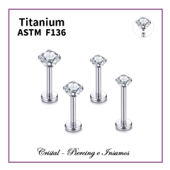 Labret con cristal engarzado prong-set en Titanio Grado Implante ASTM-F136