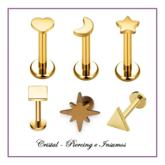 Labret dorado con formas - comprar online