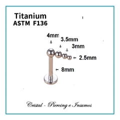 Labret multiesferas en Titanio Grado Implante ASTM-F136 - Cristal