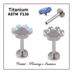 Patitas con cristales y opalos en Titanio Grado Implante ASTM-F136