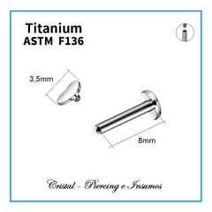 Labret disco plano, corazón y rayo en Titanio Grado Implante ASTM-F136 - Cristal