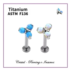 Labret trinity con opalo Titanio Grado Implante ASTM-F136