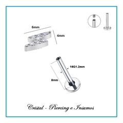 Labret rosca interna strass varios diseños - Cristal