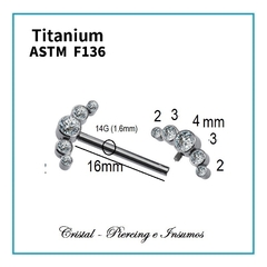 Barbell con multiples zirconias en Titanio grado implante ASTM-F136 - Cristal