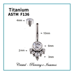 Ombligo multi zirconias y filigranas en Titanio Grado Implante ASTM-F136 - Cristal