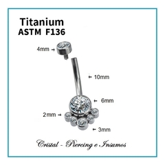 Ombligo multi zirconias y filigranas en Titanio Grado Implante ASTM-F136 - tienda online