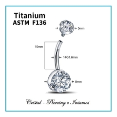 Ombligo doble cristal engarzado en Titanio Grado Implante ASTM-F136 - comprar online