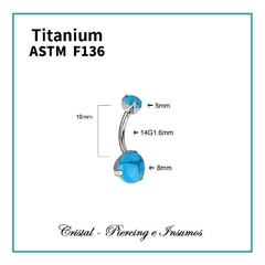 Ombligo con doble piedra natural engarzado prong set en Titanio Grado Implante ASTM-F136 en internet