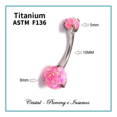 Ombligo opalo prong set en Titanio Grado Implante ASTM-F136 - Cristal