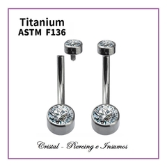 Ombligo doble cristal Swarovski (bezel set) en Titanio Grado Implante ASTM-F136