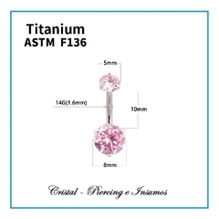 Imagen de Ombligo doble cristal engarzado en Titanio Grado Implante ASTM-F136