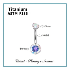 Ombligo doble cristal engarzado en Titanio Grado Implante ASTM-F136 - Cristal