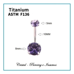 Ombligo doble cristal engarzado en Titanio Grado Implante ASTM-F136 - tienda online