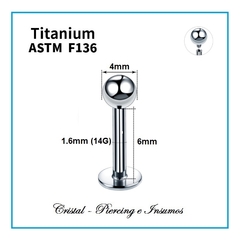 Labret Titanio Grado Implante ASTM-F136