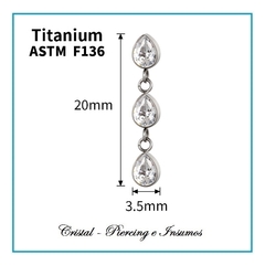 Top colgante con daga y zirconias en Titanio Grado Implante ASTM-F136 - Cristal