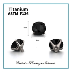 Top de piedra natural engarzado prong-set en Titanio Grado Implante ASTM-F136 - Cristal