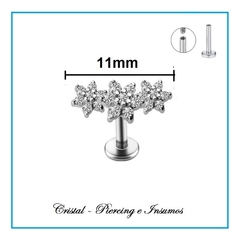 Labret Rosca Interna con cluster triple flor con strass - comprar online