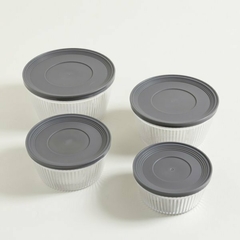 Set 4 Bowls De Plástico Tipo Acrílico Raya Opaco C/ Tapa en internet