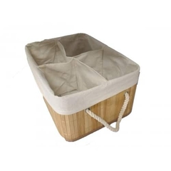 Imagen de Cesto Organizador Caja Bambú Madera Plegable Baño con 4 divisiones