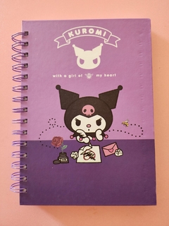 LIBRETA -CUADERNO TAPA DURA TAMAÑO FRANCESA KUROMI 100 HOJAS RAYAS-HELLO KITTY