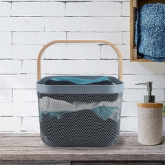 Canasta metálica con manija de Madera - comprar online