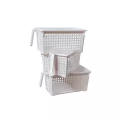 Contenedor Organizador Calado Mediano con manija y tapa ideal para Apilar - Anantrade- My shop Kawaiii