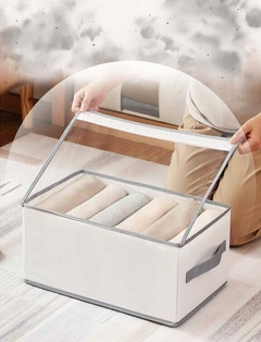Organizador De Cajón Tela 9 Divisiones Con Tapa Toalla/jean