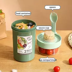 Imagen de Contenedor Para Alimentos 2 en 1 + Salsero Tamaño M con Cuchara(760+230ML)