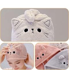 Turbante Toalla Para Secar El Cabello Gatito Kawaii en internet
