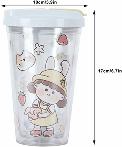 Vaso De Plástico Con Sorbete De Plastico Kawaii Antiderrame en internet