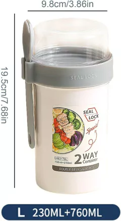 Contenedor Para Alimentos 2 en 1 + Salsero Tamaño M con Cuchara(760+230ML) en internet