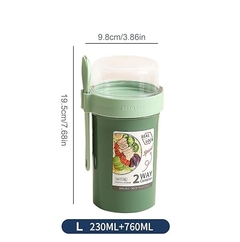 Contenedor Para Alimentos 2 en 1 + Salsero Tamaño M con Cuchara(760+230ML) - Anantrade- My shop Kawaiii
