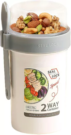 Contenedor Para Alimentos 2 en 1 + Salsero Tamaño M con Cuchara(760+230ML) - Anantrade- My shop Kawaiii