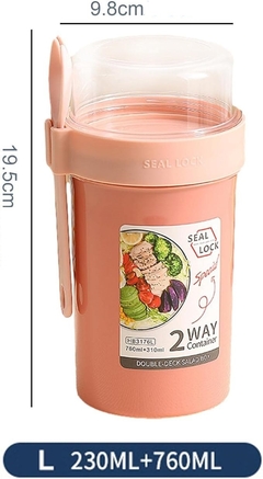 Contenedor Para Alimentos 2 en 1 + Salsero Tamaño M con Cuchara(760+230ML)