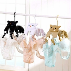 Tender Para Ropa En Forma Gatito + 10 Ganchos